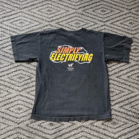 VTG Y2K 2000 WWF THE ROCK DWAYNE JOHNSON SIMPLY ELECTRIFYING T-SHIRT YOUTH Sz L - Picture 5 of 6